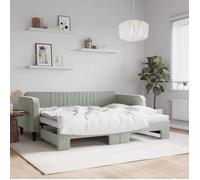 vidaXL Lit de jour avec lit gigogne gris clair 90x200 cm velours 3197063