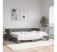 vidaXL Lit de Jour avec lit gigogne Gris foncé 80x200 cm Tissu, canapé-lit, canapé-lit Confortable, lit de Jour gigogne, lit d'appoint