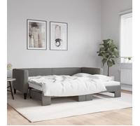 vidaXL Lit de Jour avec lit gigogne Gris foncé 90x200 cm Tissu, canapé-lit, canapé-lit Confortable, lit de Jour gigogne, lit d'appoint