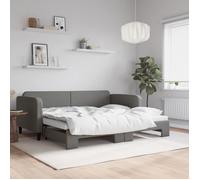 vidaXL Lit de jour avec lit gigogne 3196817 Tissu 90x200 cm Gris foncé