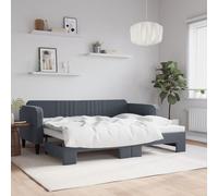 vidaXL Lit de jour avec lit gigogne gris foncé 90x200 cm velours