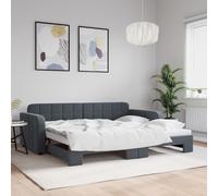 vidaXL Lit de Jour avec Lit Gigogne, Canapé-lit, Lit d'Invité, Meuble de Chambre à Coucher Salle de Séjour, Moderne, Gris 3196930