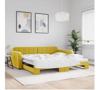 vidaXL Lit de jour avec lit gigogne jaune 100x200 cm velours 3196941