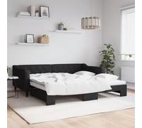 vidaXL Lit de jour avec lit gigogne noir 100x200 cm tissu