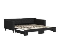 vidaXL Lit de Jour avec lit gigogne Noir 100x200 cm Tissu, canapé-lit, canapé-lit Confortable, lit de Jour gigogne, lit d'appoint