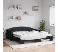 Vidaxl Lit De Jour Avec Lit Gigogne Noir 100x200 Cm Tissu Noir