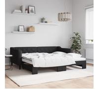vidaXL Lit de jour avec lit gigogne – tissu noir 90x190 cm