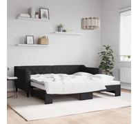 vidaXL Lit de jour avec lit gigogne noir 90x190 cm tissu 3197438