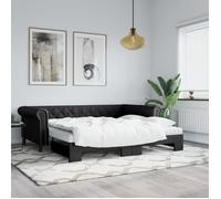 vidaXL Lit de jour avec lit gigogne Canapé-lit moderne Similicuir Noir 90x200 cm