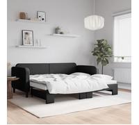vidaXL Lit de jour avec lit gigogne - canapé‑lit moderne en tissu noir 90x200 cm