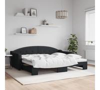 Vidaxl Lit De Jour Avec Lit Gigogne Noir 90x200 Cm Tissu Noir