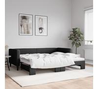 Vidaxl Lit De Jour Avec Lit Gigogne Noir 90x200 Cm Tissu Noir