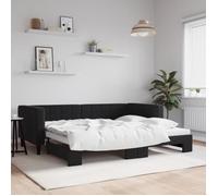 vidaXL Lit de jour avec lit gigogne – Velours noir 90x200 cm, canapé‑lit confortable