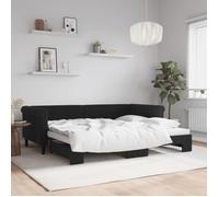 vidaXL Lit de Jour Avec Gigogne, Canapé-lit d'Invité, Meuble de Chambre à Coucher, Salle de Séjour, Moderne, Noir 90x200 cm Velours