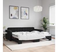 vidaXL Lit de jour avec lit gigogne noir 90x200 cm velours 3196933