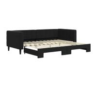 vidaXL Lit de jour avec lit gigogne – Velours noir 90x200 cm, canapé‑lit confortable