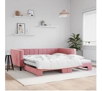vidaXL Lit de jour avec lit gigogne rose 100x200 cm velours 3196701