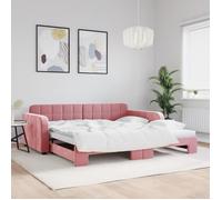 vidaXL Lit de jour avec lit gigogne rose 100x200 cm velours 3196939