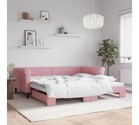 Vidaxl Lit De Jour Avec Lit Gigogne Rose 100x200 Cm Velours Rose