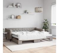 vidaXL Lit de Jour avec lit gigogne Taupe 90x200 cm Tissu, canapé-lit, canapé-lit Confortable, lit de Jour gigogne, lit d'appoint