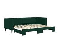 vidaXL Lit de Jour avec lit gigogne Vert foncé 80x200 cm Velours, canapé-lit, canapé-lit Confortable, lit de Jour gigogne, lit d'appoint