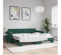 vidaXL Lit de jour avec lit gigogne vert foncé 90x200 cm velours 3196931