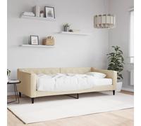 Vidaxl Lit De Jour Avec Matelas Crème 90x200 Cm Tissu