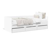 Vidaxl Lit De Jour Avec Tiroirs Blanc 100x200 Cm Bois D'ingénierie Blanc