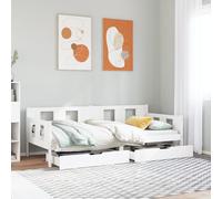 Vidaxl Lit De Jour Avec Tiroirs Blanc 80x200 Cm Bois De Pin Massif Blanc