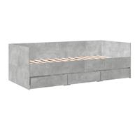 vidaXL Lit de Jour avec Tiroirs, Canapé-lit avec Rangement, Lit d'Invité, Meuble de Salon Chambre à Coucher, Moderne, Gris Béton 75x190 cm Bois d'Ingénierie