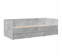 vidaXL Lit de jour avec tiroirs Gris béton 75x190 cm Bois d'ingénierie