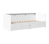 Vidaxl Lit De Jour Avec Tiroirs Blanc 90x190 Cm Bois D'ingénierie Blanc