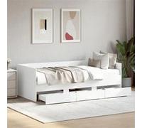 vidaXL Lit de Jour avec Tiroirs, Canapé-lit avec Rangement, Lit d'Invité, Meuble de Salon Chambre à Coucher, Moderne, Blanc 3280811 Blanc G