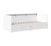 Vidaxl Lit De Jour Avec Tiroirs Sans Matelas Blanc 100x200 Cm Blanc