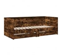 vidaXL Lit de Jour avec Tiroirs, Canapé-lit avec Rangement, Lit d'Invité, Meuble de Salon Chambre à Coucher, Moderne, Chêne Fumé 90x190 cm Bois d'Ingénierie
