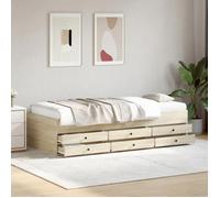 vidaXL Lit de Jour avec Tiroirs, Canapé-lit avec Rangement, Lit d'Invité, Meuble de Salon Chambre à Coucher, Moderne, Chêne Sonoma 75x190cm Bois d'Ingénierie Marron