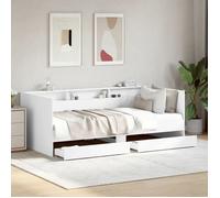 Vidaxl Lit De Jour Avec Tiroirs Sans Matelas Blanc 100x200 Cm Blanc