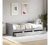 vidaXL Lit de Jour avec Tiroirs, Canapé-lit avec Rangement, Lit d'Invité, Meuble de Salon Chambre à Coucher, Moderne, Gris Béton 90x200 cm Bois d'Ingénierie Gris G
