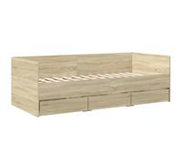 vidaXL Lit de Jour avec Tiroirs, Canapé-lit avec Rangement, Lit d'Invité, Meuble de Salon Chambre à Coucher, Moderne, Chêne Sonoma 90x200cm Bois d'Ingénierie