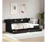 vidaXL Lit de jour avec tiroirs sans matelas noir 100x200 cm