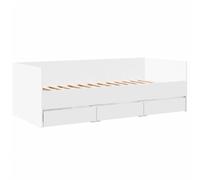 vidaXL Lit de Jour avec Tiroirs, Canapé-lit avec Rangement, Lit d'Invité, Meuble de Salon Chambre à Coucher, Moderne, Blanc 90x190 cm Bois d'Ingénierie
