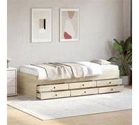 vidaXL Lit de Jour avec Tiroirs, Canapé-lit avec Rangement, Lit d'Invité, Meuble de Salon Chambre à Coucher, Moderne, Chêne 3280876 Beige G