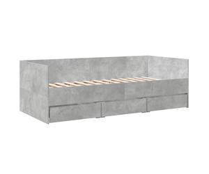 vidaXL Lit de Jour avec Tiroirs, Canapé-lit avec Rangement, Lit d'Invité, Meuble de Salon Chambre à Coucher, Moderne, Gris Béton 75x190 cm Bois d'Ingénierie