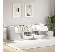 vidaXL Lit de Jour avec Tiroirs, Canapé-lit, Lit de Repos, Meuble de Salon Chambre à Coucher, Moderne, Blanc 100x200 cm Bois d'Ingénierie Blanc G
