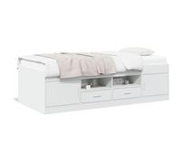 vidaXL Lit de Jour avec Tiroirs, Canapé-lit, Lit de Repos, Meuble de Salon Chambre à Coucher, Moderne, Blanc 100x200 cm Bois d'Ingénierie