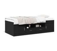 vidaXL Lit de Jour avec Tiroirs, Canapé-lit, Lit de Repos, Meuble de Salon Chambre à Coucher, Moderne, Noir 90x200 cm Bois d'Ingénierie Noir G