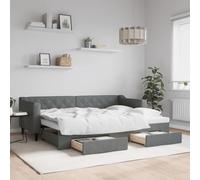 vidaXL Lit de Jour avec Tiroirs et Rangement, Canapé-lit d'Invité, Meuble de Chambre à Coucher Salon, Moderne, Gris Foncé 80x200 cm Tissu