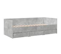 vidaXL Lit de Jour avec tiroirs sans Matelas Gris béton 90x200 cm