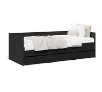 vidaXL Lit de jour avec tiroirs sans matelas noir 90x200 cm
