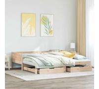 vidaXL Lit de jour, canapé-lit extensible avec tiroirs, sans matelas et sommier à lattes, 90 x 190 cm, en pin massif